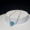 Omnia Heart Sky Blue Necklace 92.5 Pure Silver Jewelry in High Quality Simulated Diamonds - Image 10