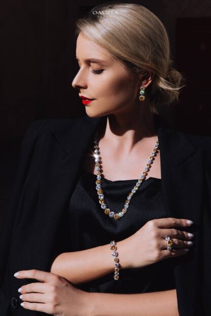 Omnia Sovana Long Chain Set in 92.5 Pure Silver Set High Quality Zircon Stone in Rhodium Plated - Image 2