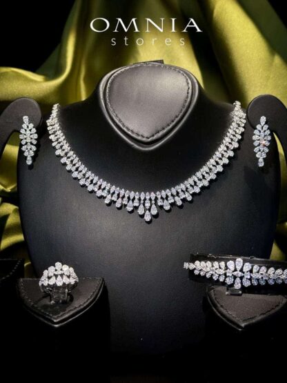 Omnia Elaf White Bridal Full Set in High Quality Zircon Stone in Rhodium Plated - Image 7