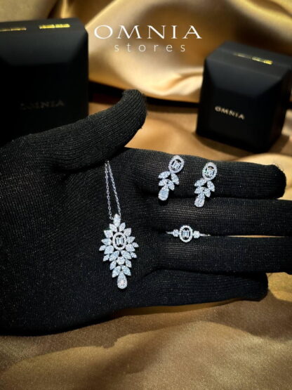 Omnia Sandra White Set Accessories in High Quality Zircon Stone Rhodium Plated - Image 22
