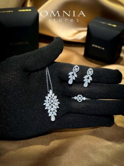 Omnia Sandra White Set Accessories in High Quality Zircon Stone Rhodium Plated - Image 30