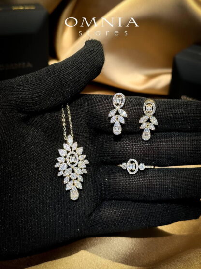Omnia Sandra White Set Accessories in High Quality Zircon Stone Rhodium Plated - Image 23
