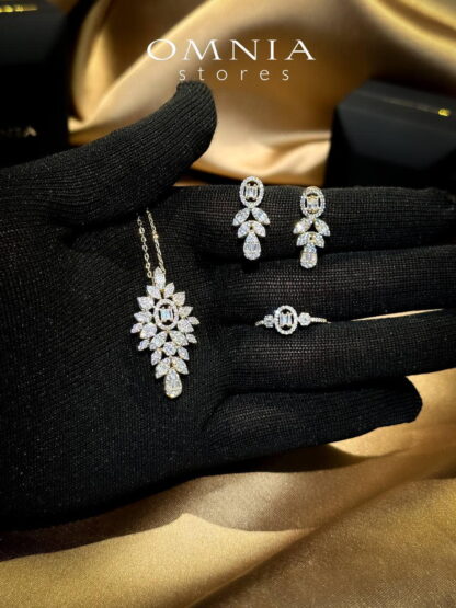 Omnia Sandra White Set Accessories in High Quality Zircon Stone Rhodium Plated - Image 25