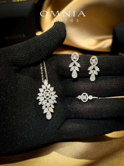 Omnia Sandra White Set Accessories in High Quality Zircon Stone Rhodium Plated - Image 24