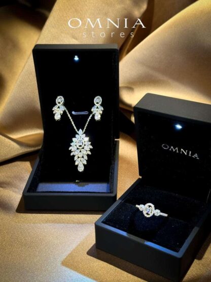 Omnia Sandra White Set Accessories in High Quality Zircon Stone Rhodium Plated - Image 17