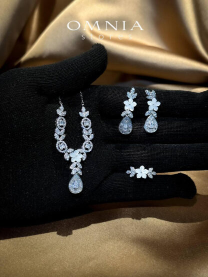 Omnia Sandra White Set Accessories in High Quality Zircon Stone Rhodium Plated - Image 21