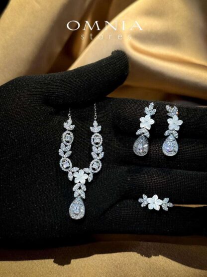 Omnia Sandra White Set Accessories in High Quality Zircon Stone Rhodium Plated - Image 19