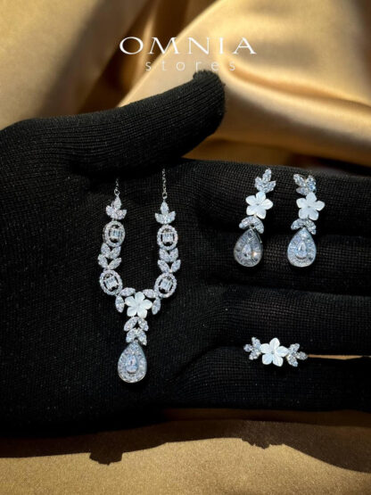 Omnia Sandra White Set Accessories in High Quality Zircon Stone Rhodium Plated - Image 20