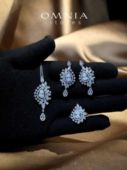 Omnia Sandra White Set Accessories in High Quality Zircon Stone Rhodium Plated - Image 15