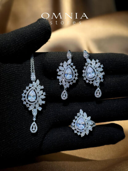 Omnia Sandra White Set Accessories in High Quality Zircon Stone Rhodium Plated - Image 5