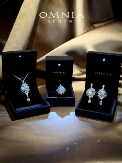 Omnia Sandra White Set Accessories in High Quality Zircon Stone Rhodium Plated - Image 8