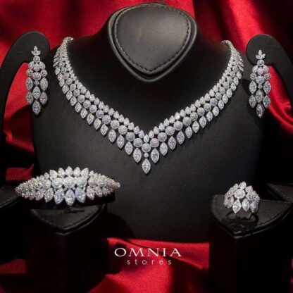Omnia Bonnie White Bridal Full Set Accessories in High Quality Zircon Stone in Rhodium Plated - Image 9