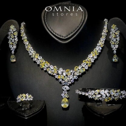 Omnia Reman Yellow Full Set Accessories in High Quality Zircon Stone in Rhodium Plated - Image 4