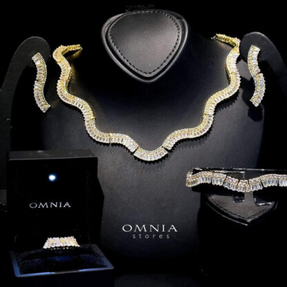 Omnia Tiffany Golden Full Set Accessories High Quality Zircon Stone in Tarnish Resistant Plating - Image 3