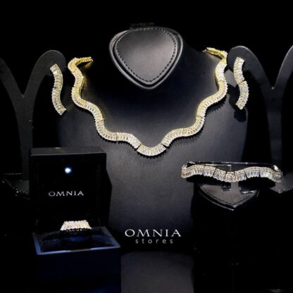 Omnia Tiffany Golden Full Set Accessories High Quality Zircon Stone in Tarnish Resistant Plating - Image 4