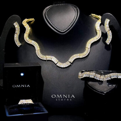 Omnia Tiffany Golden Full Set Accessories High Quality Zircon Stone in Tarnish Resistant Plating - Image 5