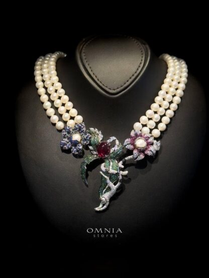 Omnia Nahla Fresh Real Water Pearl Set Accessories 92.5 Silver High Quality Simulated Diamonds - Image 3