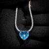 Omnia Heart Sky Blue Necklace 92.5 Pure Silver Jewelry in High Quality Simulated Diamonds - Image 17