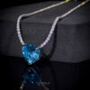 Omnia Heart Sky Blue Necklace 92.5 Pure Silver Jewelry in High Quality Simulated Diamonds - Image 15