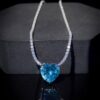 Omnia Heart Sky Blue Necklace 92.5 Pure Silver Jewelry in High Quality Simulated Diamonds - Image 14