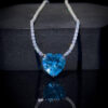 Omnia Heart Sky Blue Necklace 92.5 Pure Silver Jewelry in High Quality Simulated Diamonds - Image 13