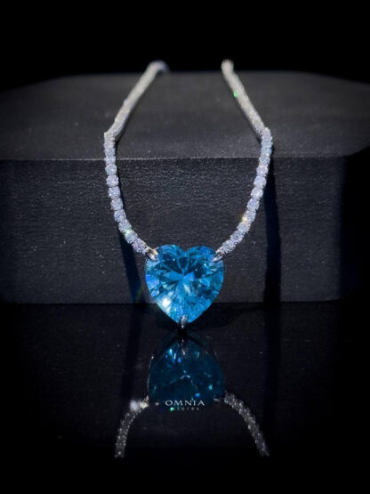 Omnia Heart Sky Blue Necklace 92.5 Pure Silver Jewelry in High Quality Simulated Diamonds - Image 13