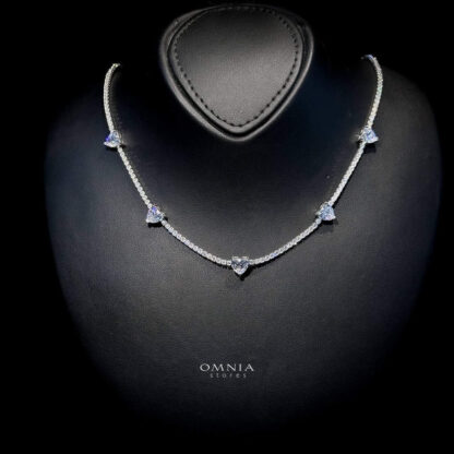 Omnia Louise White Necklace 92.5 Silver In High Quality Simulated diamonds