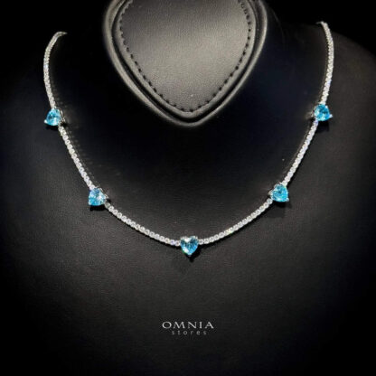 Omnia Louise Sky Blue Necklace In 92.5 Silver High Quality Simulated Diamonds - Image 3