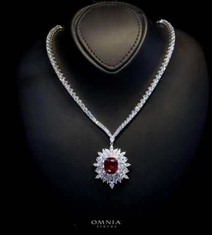 Omnia Thalia Red Necklace 92.5 Silver High Quality Simulated diamonds