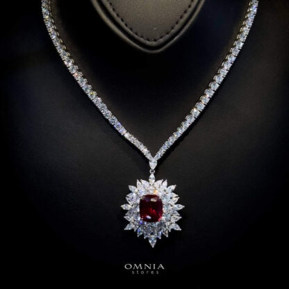 Omnia Thalia Red Necklace 92.5 Silver High Quality Simulated diamonds - Image 2