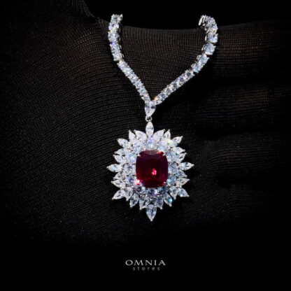 Omnia Thalia Red Necklace 92.5 Silver High Quality Simulated diamonds - Image 3
