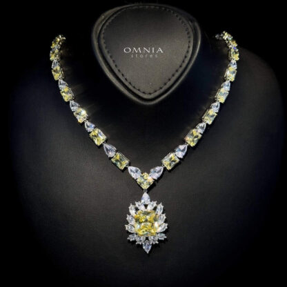 Omnia Ralia Yellow Necklace 92.5 Silver In High Quality Simulated diamonds