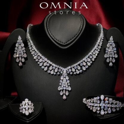 Omnia Minerva Bridal Full Set Accessories in High Quality Zircon Stone in Rhodium Plated - Image 15