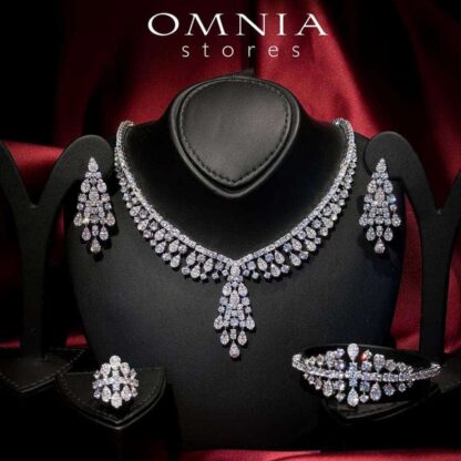 Omnia Minerva Bridal Full Set Accessories in High Quality Zircon Stone in Rhodium Plated - Image 16