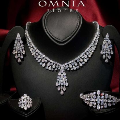 Omnia Minerva Bridal Full Set Accessories in High Quality Zircon Stone in Rhodium Plated - Image 14