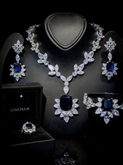 Omnia Medusa Blue Bridal Full Set in 92.5 Silver High Quality Simulated diamonds - Image 2