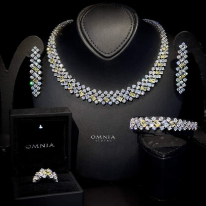 Omnia Wedo Yellow Bridal Full Set High Quality Zircon Stone in Rhodium Plated (only Available in Saudi Arabia)