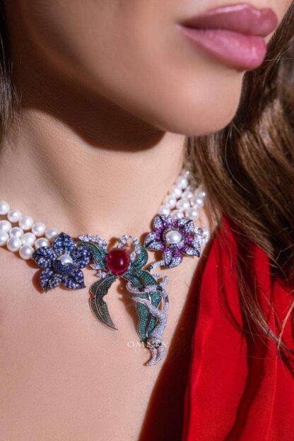 Omnia Nahla Fresh Real Water Pearl Set Accessories 92.5 Silver High Quality Simulated Diamonds - Image 5