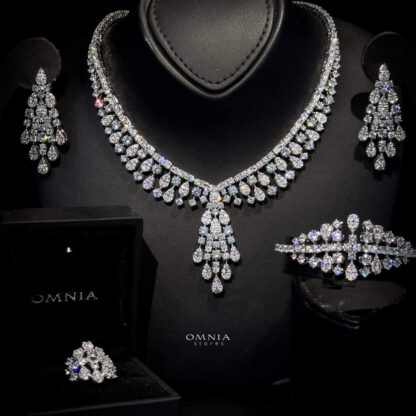 Omnia Minerva Bridal Full Set Accessories in High Quality Zircon Stone in Rhodium Plated - Image 2