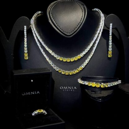 Omnia Ansa Yellow Bridal Full Set Accessories High Quality Zircon Stone in Rhodium Plated