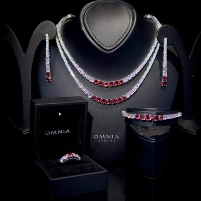 Omnia Ansa Pink Bridal Full Set Accessories High Quality Zircon Stone in Rhodium Plated