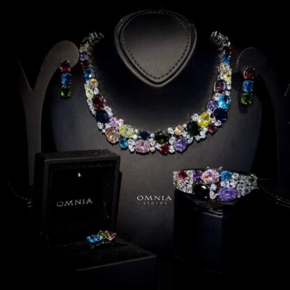 Omnia Artemis Sky Blue Bridal Full Set in High Quality Simulated Diamonds