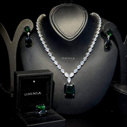 Omnia Audrey Green Full Set Accessories in High Quality Zircon Stone in Tarnish Resistant Plating