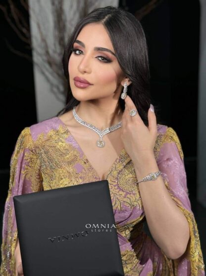 Omnia Shikha Yellow Bridal Full Set Accessories High Quality Zircon Stone in Rhodium Plated - Image 4