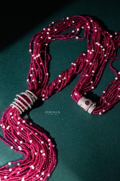 Omnia Ceylan Real Beads Set in 92.5 Silver High Quality Simulated diamonds