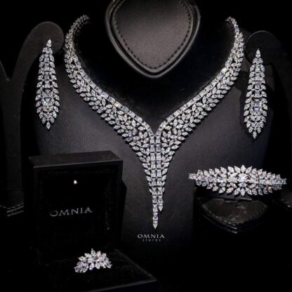 Omnia Lubna White Set Accessories in High Quality Zircon Stone Rhodium Plated - Image 2