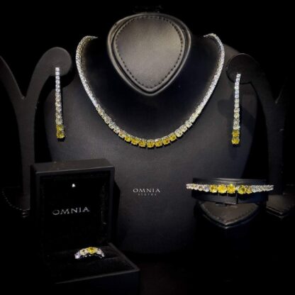 Omnia Maryam Yellow Bridal Full Set Accessories High Quality Zircon Stone in Rhodium Plated
