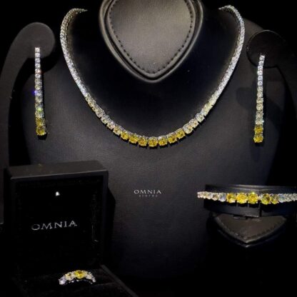 Omnia Maryam Yellow Bridal Full Set Accessories High Quality Zircon Stone in Rhodium Plated - Image 2