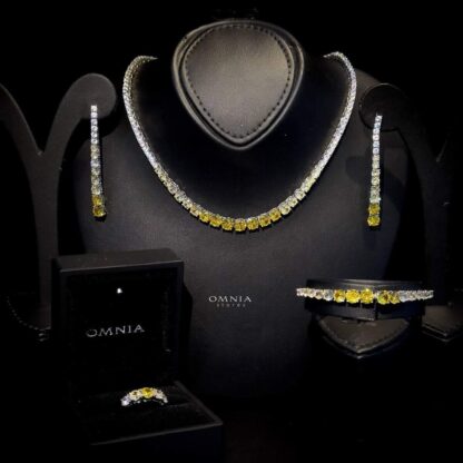 Omnia Maryam Yellow Bridal Full Set Accessories High Quality Zircon Stone in Rhodium Plated - Image 3