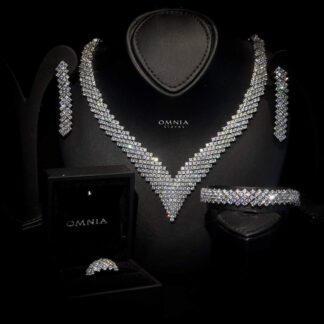 Omnia Thea Bridal Full Set Accessories High Quality Zircon Stone in Rhodium Plated